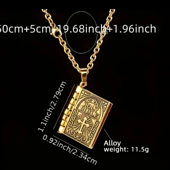 NWT! Holy Bible Flipable Necklace For Men & Women In Silver NEW - Picture 2 of 3